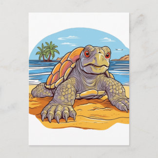Turtle Cartoon beach Postcard