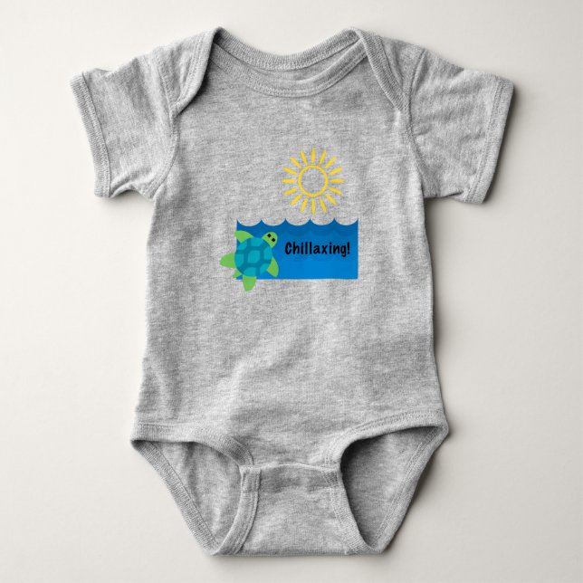 Turtle Chillaxing Design - Baby Jersey Bodysuit (Front)
