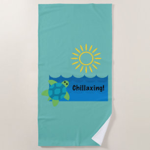 Turtle Chillaxing Design - Beach Towel