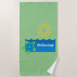 Turtle Chillaxing Design - Beach Towel