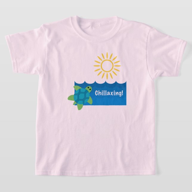 Turtle Chillaxing Design - Kids' Basic T-Shirt (Laydown)