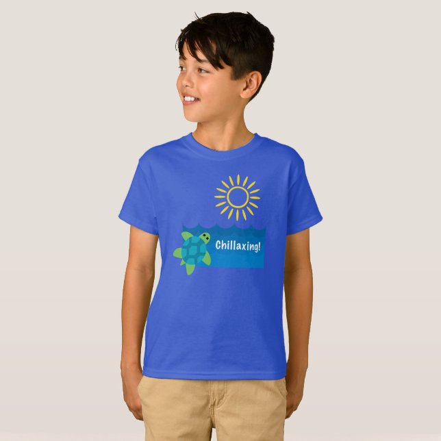 Turtle Chillaxing Design - Kids' Basic T-Shirt (Front Full)