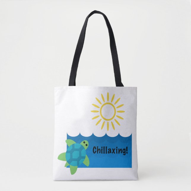 Turtle Chillaxing Designg - Custom All-Over-Print Tote Bag (Front)