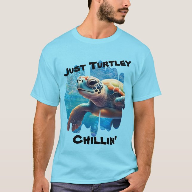 Turtle Chillin' Sea Turtle Close-Up T-Shirt (Front)