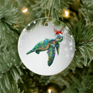 Turtle Christmas Gift For Turtle Lover Adult Kid Ceramic Tree Decoration