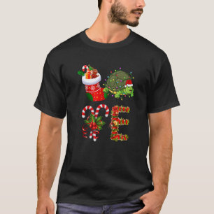 Turtle Christmas Lights Led Santa Hat Christmas T-Shirt