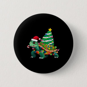 Turtle Christmas Tree Lights Santa Hat Turtle Ocea 6 Cm Round Badge