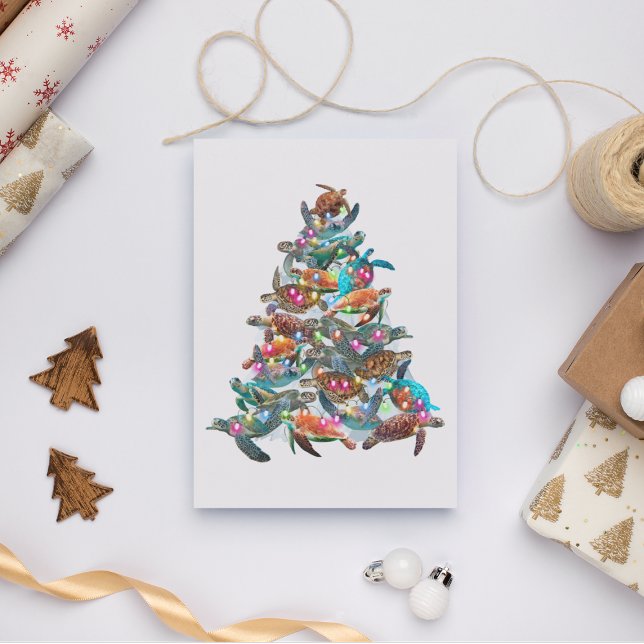Turtle Christmas Tree Ornament Xmas Tree Toppers Card (Creator Uploaded)