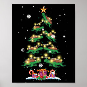 Turtle Christmas Tree Sea Turtle Lover Xmas Poster