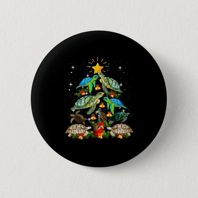 Turtle Christmas Tree Shirt  6 Cm Round Badge (Front)