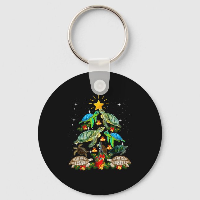 Turtle Christmas Tree Shirt  Key Ring (Front)