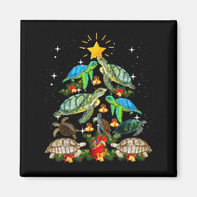 Turtle Christmas Tree Shirt  Magnet (Front)