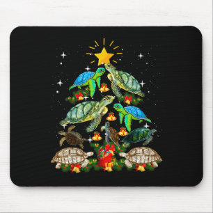 Turtle Christmas Tree Shirt Mouse Mat