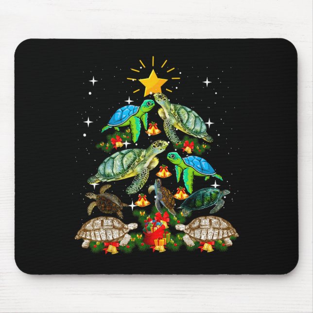 Turtle Christmas Tree Shirt  Mouse Mat (Front)