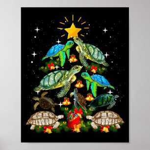Turtle Christmas Tree Shirt  Poster
