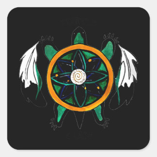 Turtle clan native american square sticker