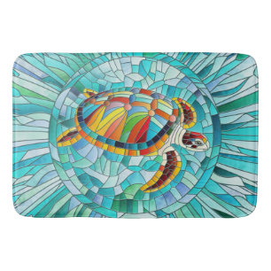 Turtle Colorful  mosaic art Bath Mat
