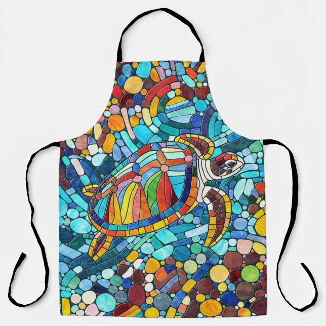 Turtle Colourful  mosaic art Apron (Front)