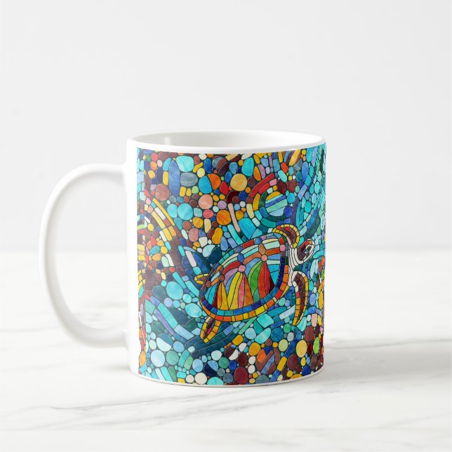 Turtle Colourful  mosaic art Coffee Mug (Left)