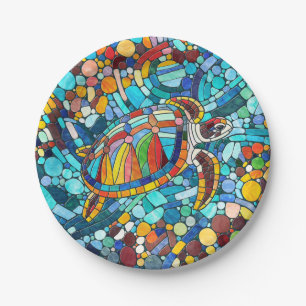 Turtle Colourful  mosaic art Paper Plate