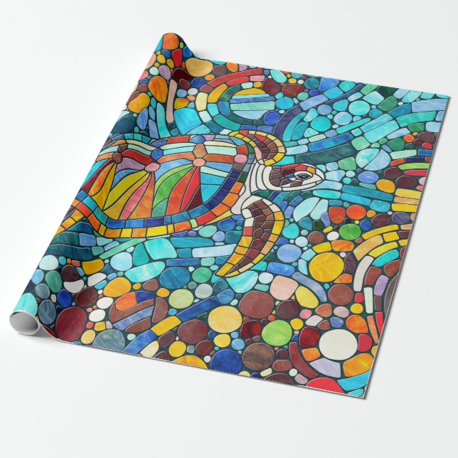 Turtle Colourful  mosaic art Wrapping Paper (Unrolled)