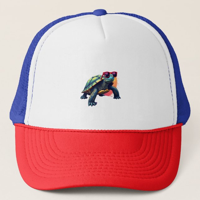 Turtle Colourful Turtle Outfit Mens Turtle Lover T Trucker Hat (Front)
