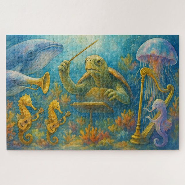 Turtle Conductor Ocean Symphony Orchestra Sea Jigsaw Puzzle (Horizontal)