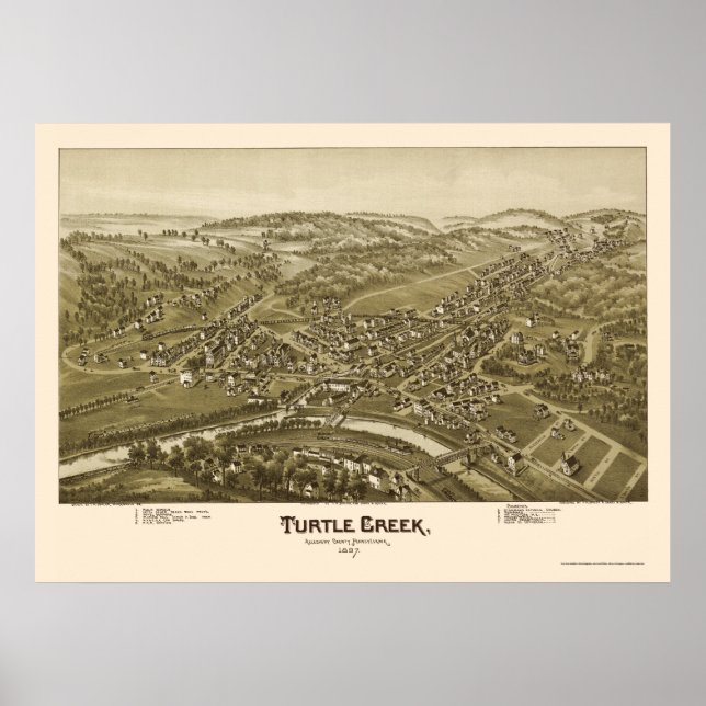 Turtle Creek, PA Panoramic Map - 1897 Poster (Front)