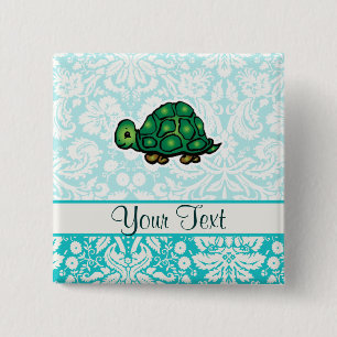Turtle; Cute 15 Cm Square Badge