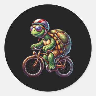 Turtle Cycling Lover Cycle For Cyclist Bike Tour B Classic Round Sticker