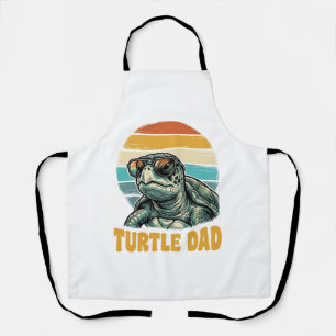 Turtle Dad Retro Sunset Vintage Engraving Vector D Apron