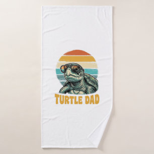 Turtle Dad Retro Sunset Vintage Engraving Vector D Bath Towel