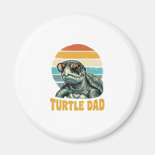 Turtle Dad Retro Sunset Vintage Engraving Vector D Magnet