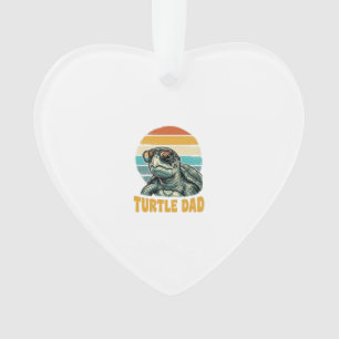 Turtle Dad Retro Sunset Vintage Engraving Vector D Ornament