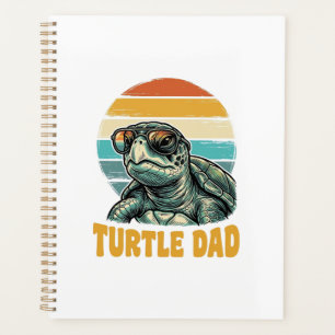 Turtle Dad Retro Sunset Vintage Engraving Vector D Planner