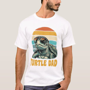 Turtle Dad Retro Sunset Vintage Engraving Vector D T-Shirt