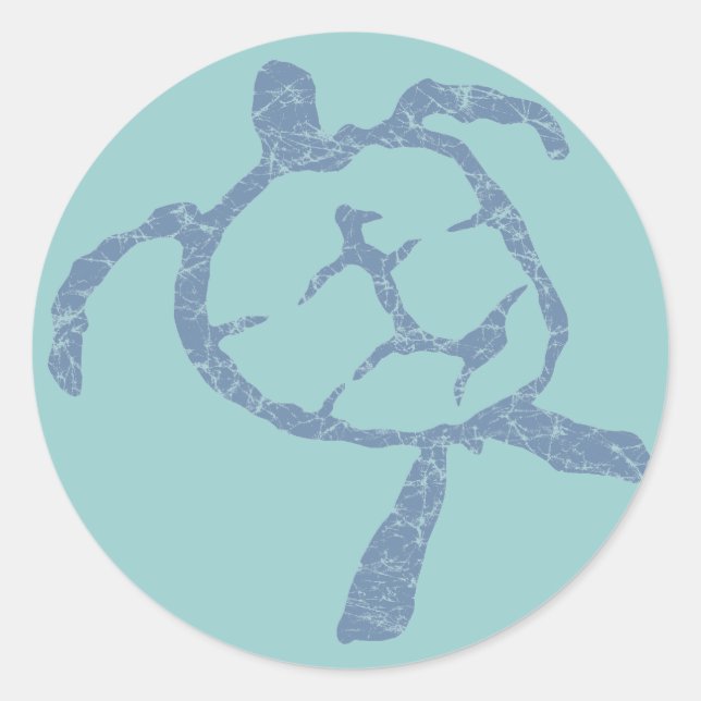 turtle-dark blue classic round sticker (Front)