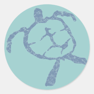 turtle-dark blue classic round sticker