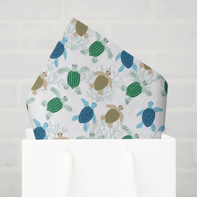 Turtle Decoupage Paper, Marine Life Tissue Paper (Gift Bag)