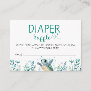 Turtle Diaper Raffle Baby Shower Enclosure Card