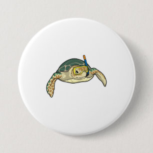 Turtle Diver Snorkel 7.5 Cm Round Badge