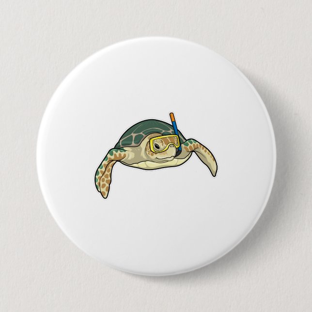 Turtle Diver Snorkel 7.5 Cm Round Badge (Front)