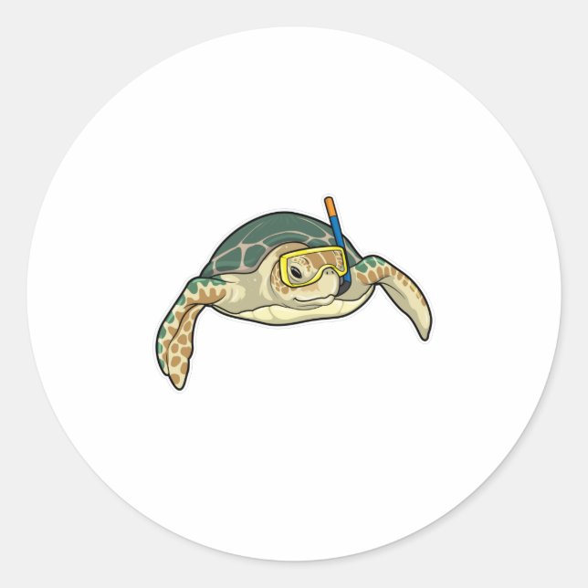 Turtle Diver Snorkel Classic Round Sticker (Front)