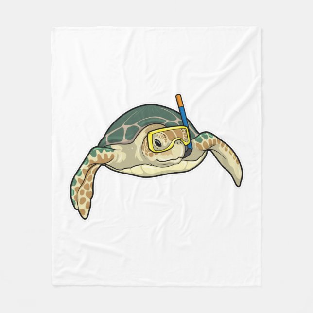 Turtle Diver Snorkel Fleece Blanket (Front)