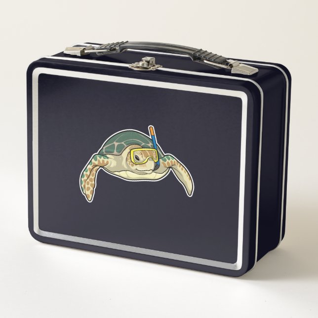 Turtle Diver Snorkel Metal Lunch Box (Front)