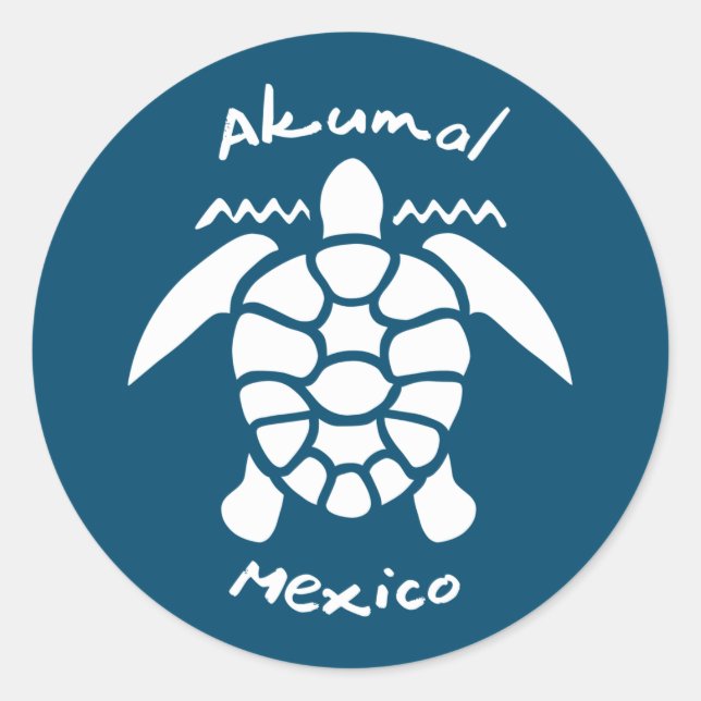 Turtle Diving Akumal, Mexico Classic Round Sticker (Front)