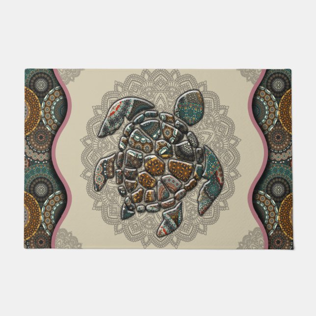 Turtle Doormat, Welcome Doormat,Funny Turtle Mat (Front)