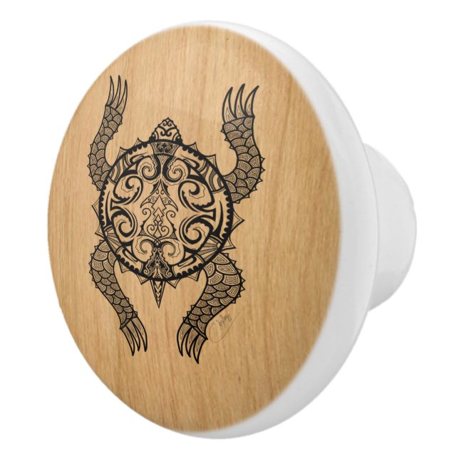 Turtle Drawing Ceramic Knob (Right)