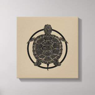 Turtle Drawing - Wildlife Circle Series Canvas Print