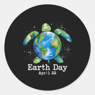 Turtle Earth Day Shirt For Women Kid Teacher Sea S Classic Round Sticker